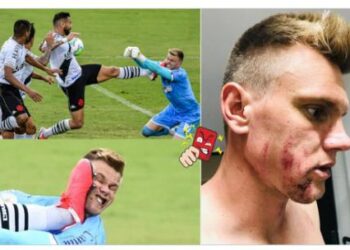 ركلة صادمة من لاعب برازيلي إلى حارس مرمى