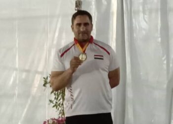 خالد محمد يتوج بذهبية الكرة الحديدية في بطولة فزاع الدولية